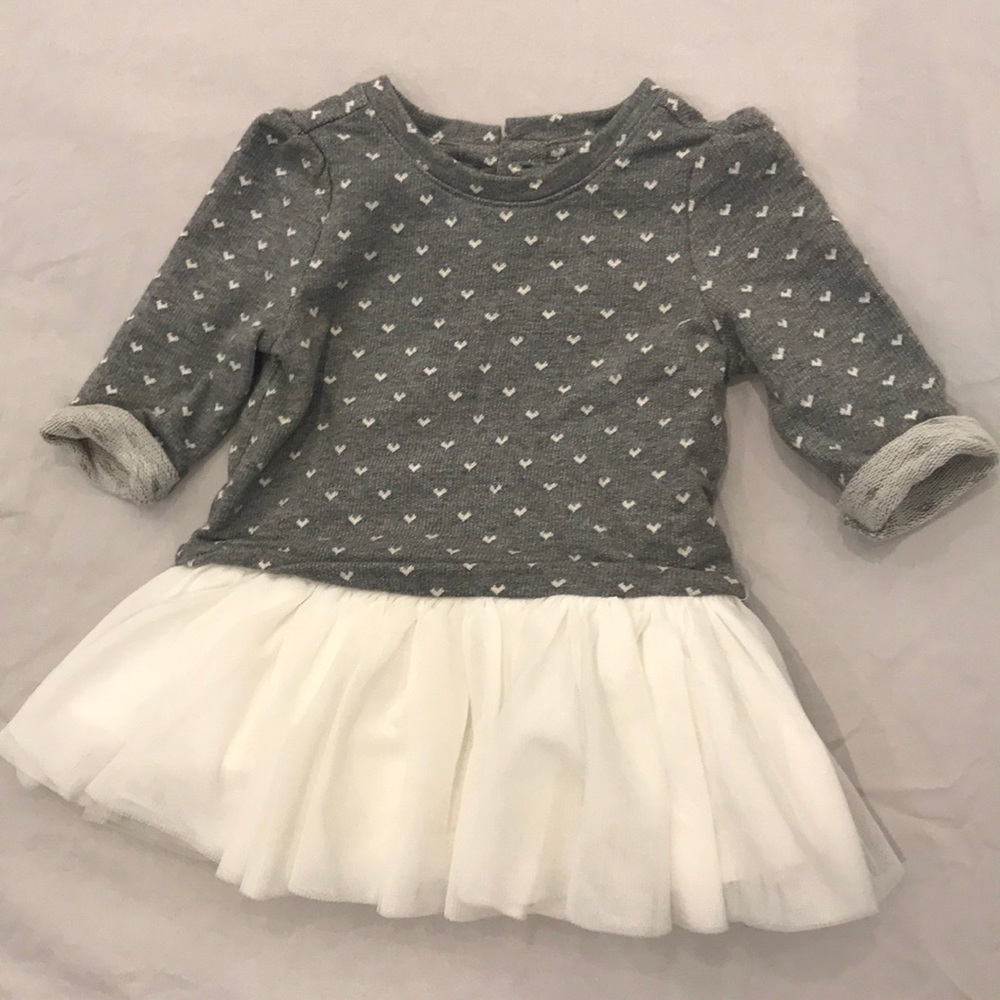 Baby GAP gray white sweater dress 6-12 mo